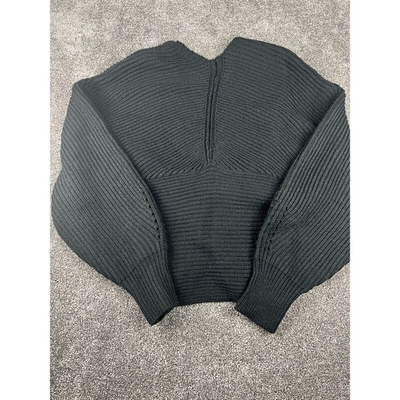 Chicwish Black Ribbed Knit Wrap Sweater Top For Women Size M 100% Acrylic NEW - Picture 11 of 11